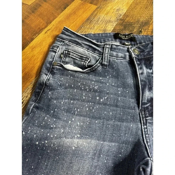 Judy Blue Skinny  Fit Jeans Womens 5 Blue Denim Pants Bleach Splatter Stretch - Picture 2 of 9